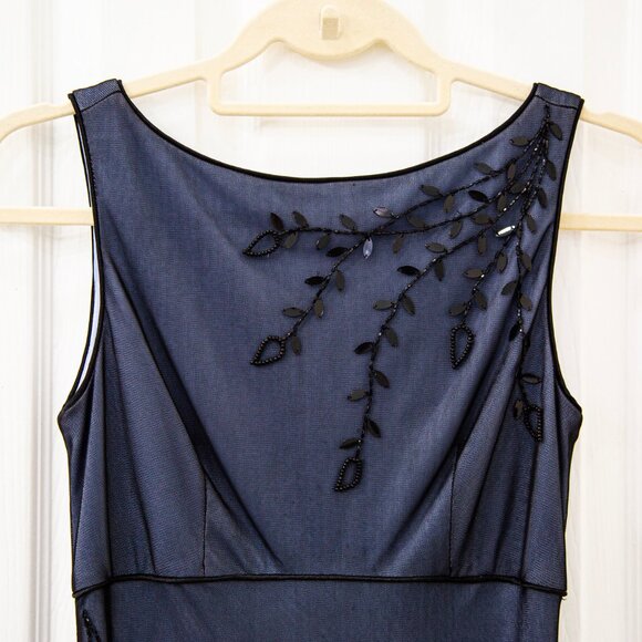 Adrianna Papell Y2K Sleaveless Beaded Gray Evening Dress, size 4 - Picture 4 of 8